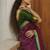 Wine green silk blend jacuard work festival saree with unstitched blouse piece