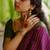 Wine green silk blend jacuard work festival saree with unstitched blouse piece