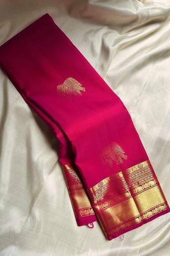 Pink silk blend jacuard work festival saree with unstitched blouse piece