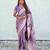Lavender silk blend jacuard work festival saree with unstitched blouse piece