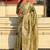 Mehendi silk blend jacuard work festival saree with unstitched blouse piece