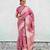 Peach silk blend jacuard work festival saree with unstitched blouse piece