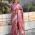 Peach silk blend jacuard work festival saree with unstitched blouse piece
