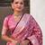 Peach silk blend jacuard work festival saree with unstitched blouse piece