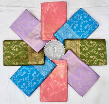 Peach silk blend jacuard work festival saree with unstitched blouse piece 5