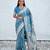 Sky blue silk blend jacuard work festival saree with unstitched blouse piece