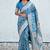 Sky blue silk blend jacuard work festival saree with unstitched blouse piece