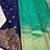 Blue silk blend jacuard work festival saree with unstitched blouse piece