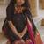 Black silk blend jacuard work festival saree with unstitched blouse piece