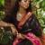 Black silk blend jacuard work festival saree with unstitched blouse piece