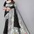 Black silk blend jacuard work festival saree with unstitched blouse piece