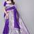 Purple silk blend jacuard work festival saree with unstitched blouse piece
