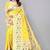 Yellow silk blend jacuard work festival saree with unstitched blouse piece
