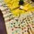 Yellow silk blend jacuard work festival saree with unstitched blouse piece