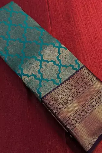 Sky purple silk blend jacuard work festival saree with unstitched blouse piece