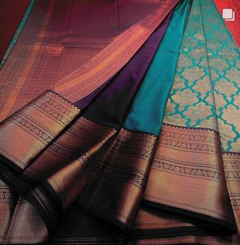 Sky purple silk blend jacuard work festival saree with unstitched blouse piece 2