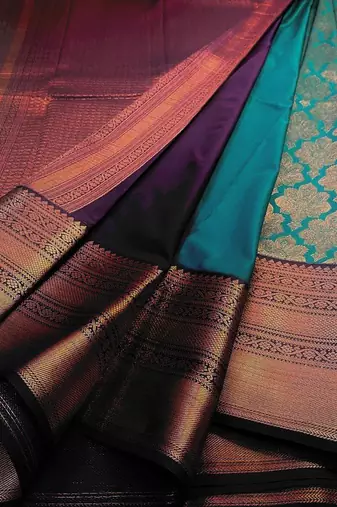 Sky purple silk blend jacuard work festival saree with unstitched blouse piece