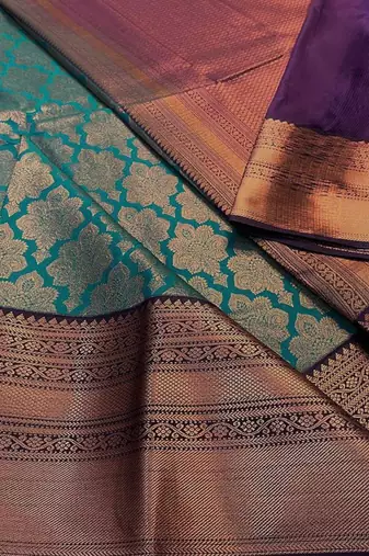 Sky purple silk blend jacuard work festival saree with unstitched blouse piece