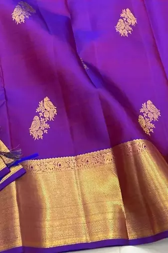 Purple silk blend jacuard work festival saree with unstitched blouse piece