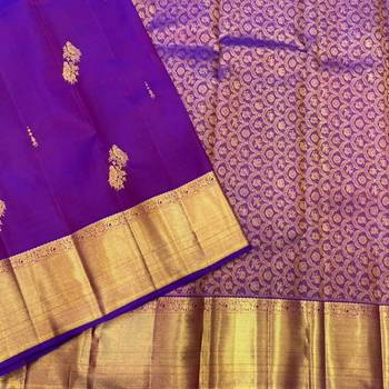 Purple silk blend jacuard work festival saree with unstitched blouse piece 5
