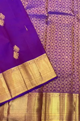 Purple silk blend jacuard work festival saree with unstitched blouse piece