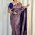 Blue silk blend jacuard work festival saree with unstitched blouse piece