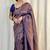 Blue silk blend jacuard work festival saree with unstitched blouse piece