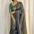 Green silk blend jacuard work festival saree with unstitched blouse piece