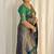 Green silk blend jacuard work festival saree with unstitched blouse piece