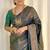 Green silk blend jacuard work festival saree with unstitched blouse piece