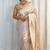 Off white silk blend jacuard work festival saree with unstitched blouse piece