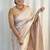 Off white silk blend jacuard work festival saree with unstitched blouse piece