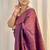 Purple silk blend jacuard work festival saree with unstitched blouse piece