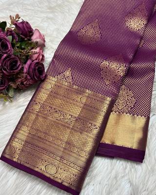 Wine silk blend jacuard work festival saree with unstitched blouse piece 1