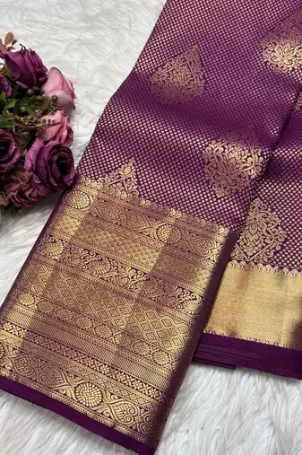 Wine silk blend jacuard work festival saree with unstitched blouse piece