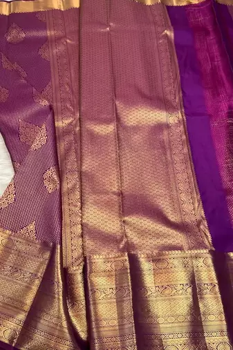 Wine silk blend jacuard work festival saree with unstitched blouse piece