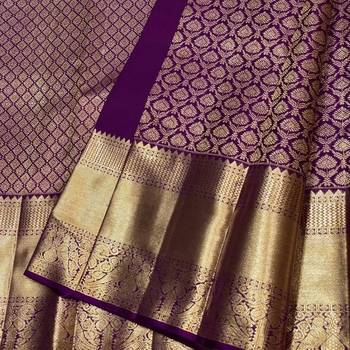 Purple silk blend jacuard work festival saree with unstitched blouse piece 4