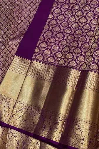 Purple silk blend jacuard work festival saree with unstitched blouse piece