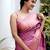 Pink silk blend jacuard work festival saree with unstitched blouse piece
