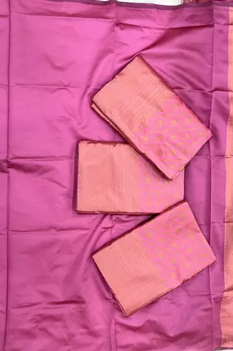 Pink silk blend jacuard work festival saree with unstitched blouse piece