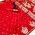 Red silk blend jacuard work festival saree with unstitched blouse piece