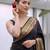 Black silk blend jacuard work festival saree with unstitched blouse piece