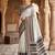 White grey silk blend jacuard work festival saree with unstitched blouse piece