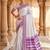 White purple silk blend jacuard work festival saree with unstitched blouse piece