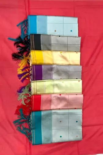 White purple silk blend jacuard work festival saree with unstitched blouse piece