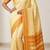 Yellow silk blend jacuard work festival saree with unstitched blouse piece