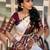 Off white purple silk blend jacuard work festival saree with unstitched blouse piece