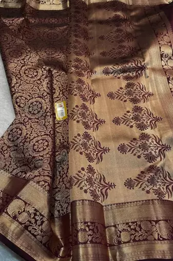 Maroon silk blend jacuard work festival saree with unstitched blouse piece