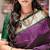 Purple green silk blend jacuard work festival saree with unstitched blouse piece