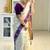 Off white purple silk blend jacuard work festival saree with unstitched blouse piece